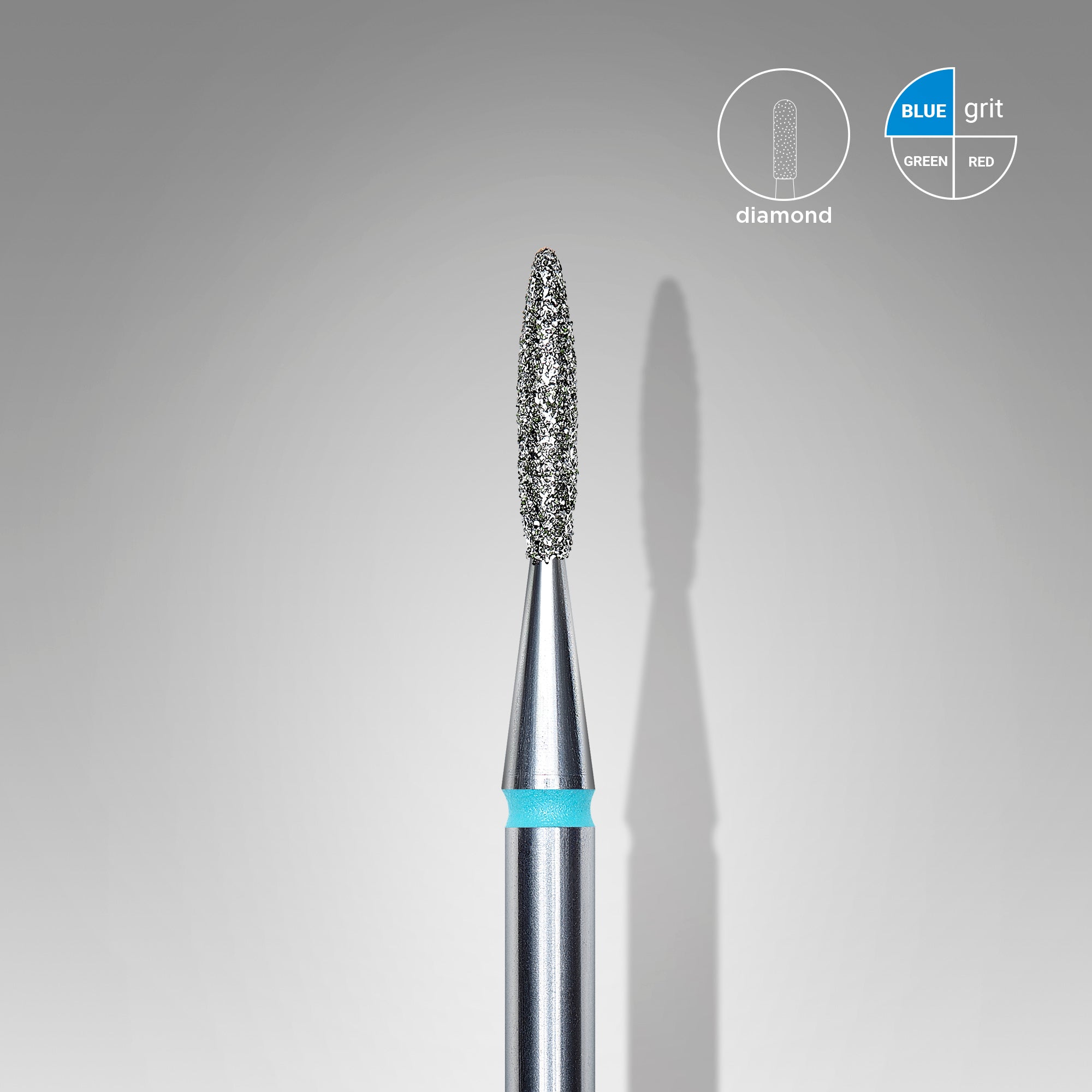 Diamond nail drill bit "flame", sharp, blue,  head diameter 1.6  mm/ working part 8 mm image 0